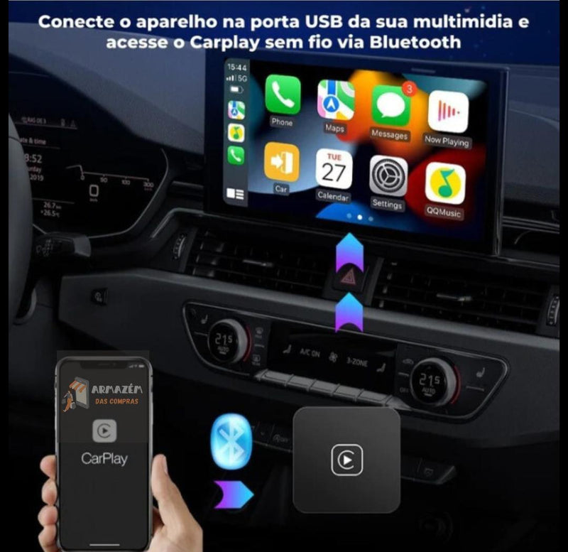 Adaptador Bluetooth | Android Auto e Apple CarPlay | Wireless Car™ - Armazém das Compras