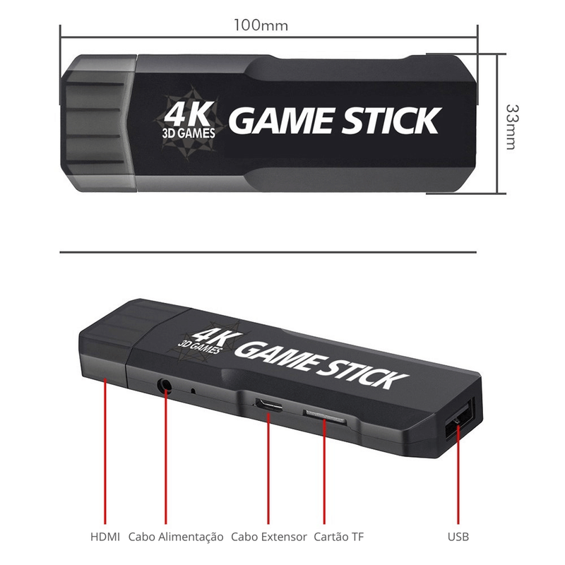 Game Stick GD10 Retrô Ultra 4K 128GB + de 40.000 Jogos Nostálgicos