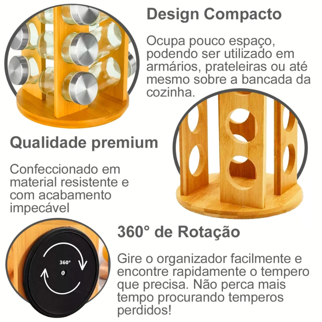Porta Temperos Giratório Eco | 16 Potes