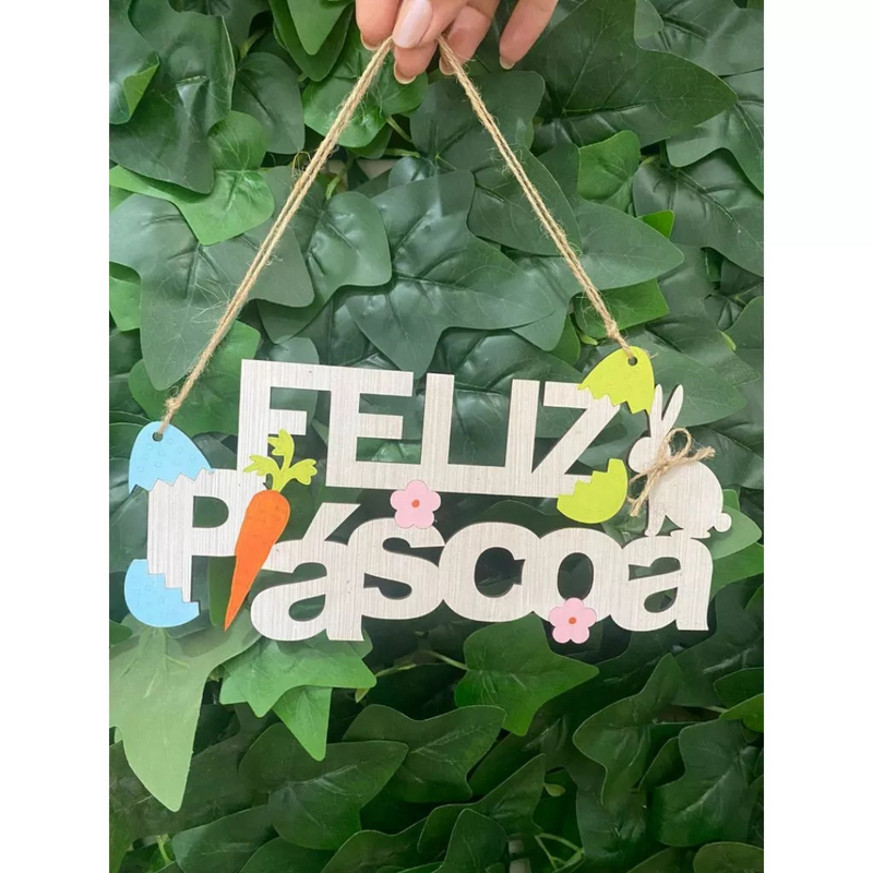 Placa de Feliz Páscoa