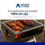 Churrasqueira Maleta Portátil Zincada - 100% em aço, durabilidade garantida - Armazém das Compras