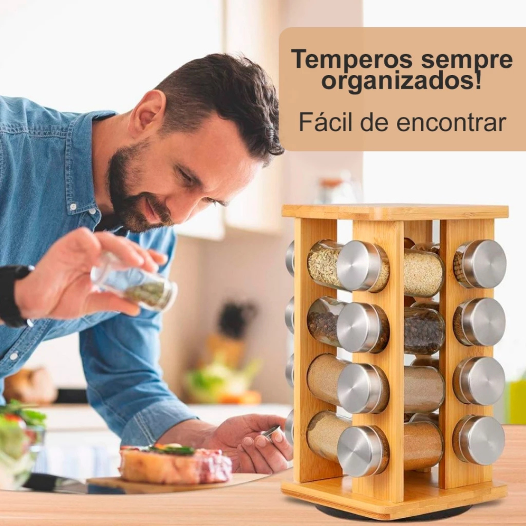 Porta Temperos Giratório Eco | 16 Potes