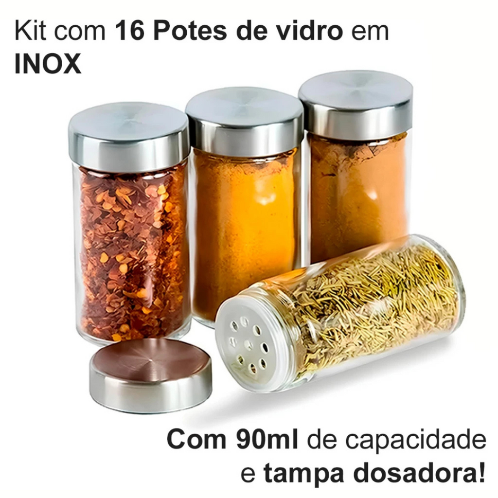 Porta Temperos Giratório Eco | 16 Potes