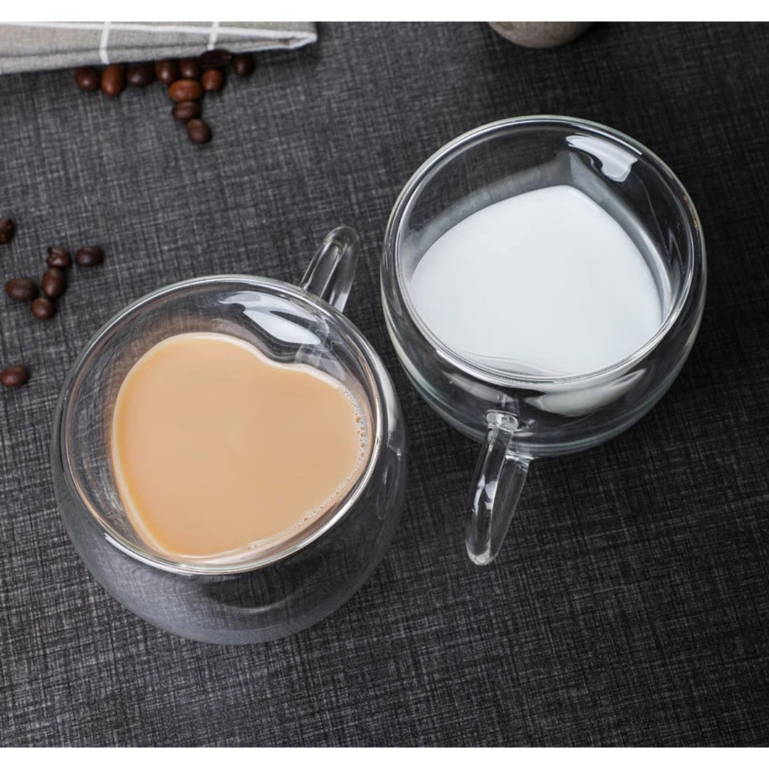 Kit 2 Xicaras de coração 200 ml | Parede Duplas