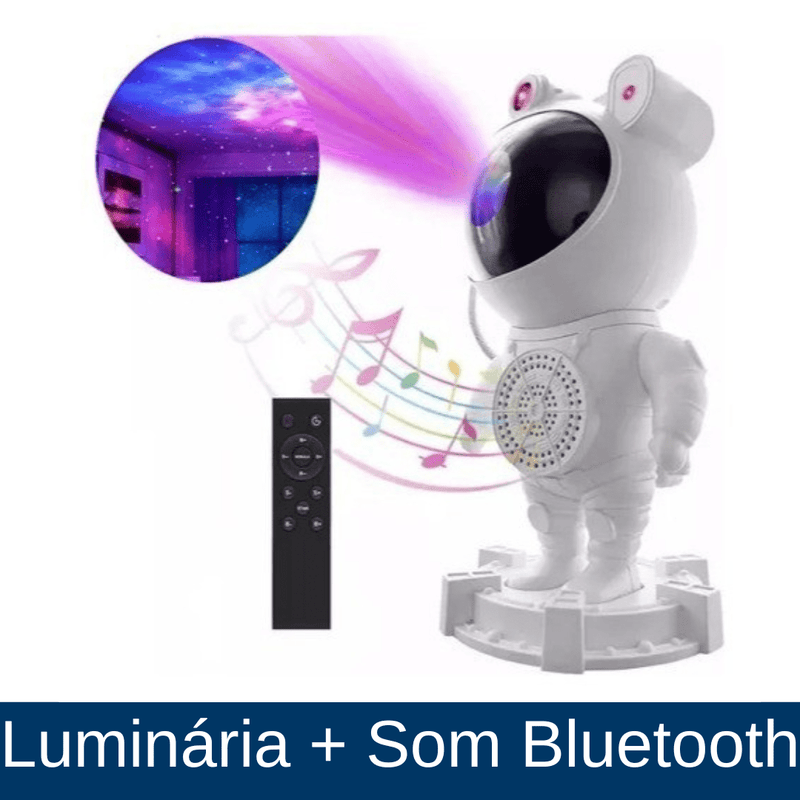 Luminária Astronauta | Projetor + Som Bluetooth