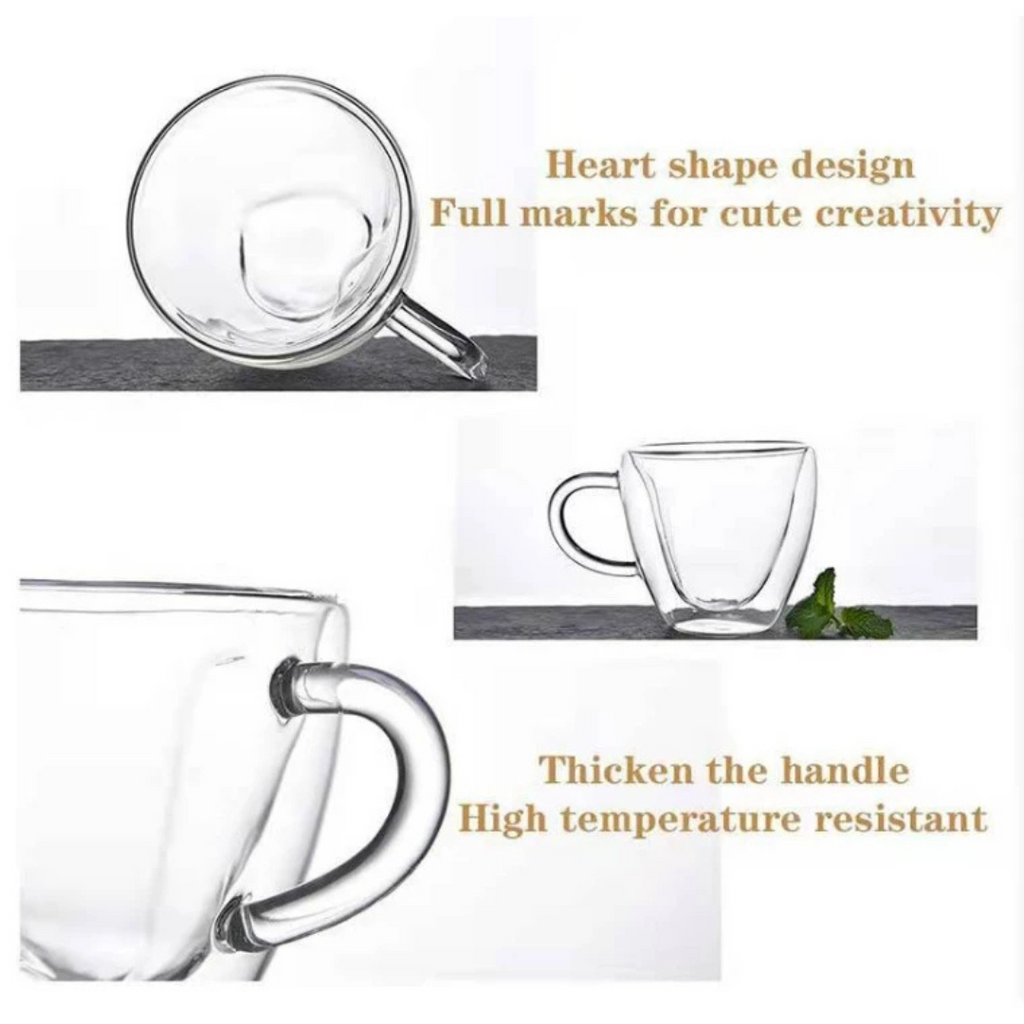 Kit 2 Xicaras de coração 200 ml | Parede Duplas