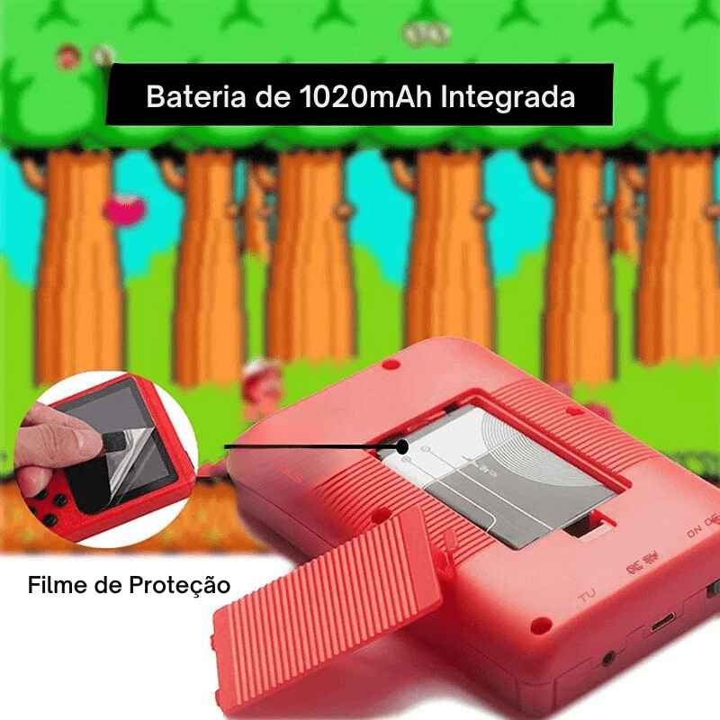Mini Videogame Portátil com 400 Jogos Clássicos + Joystick