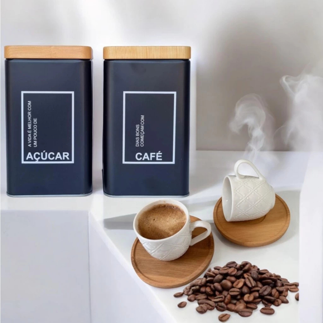 Lata Organizadora de Metal | Café e Açucar
