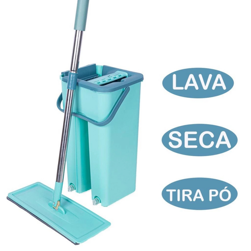 Flat Mop Esfregão Giratório + Balde