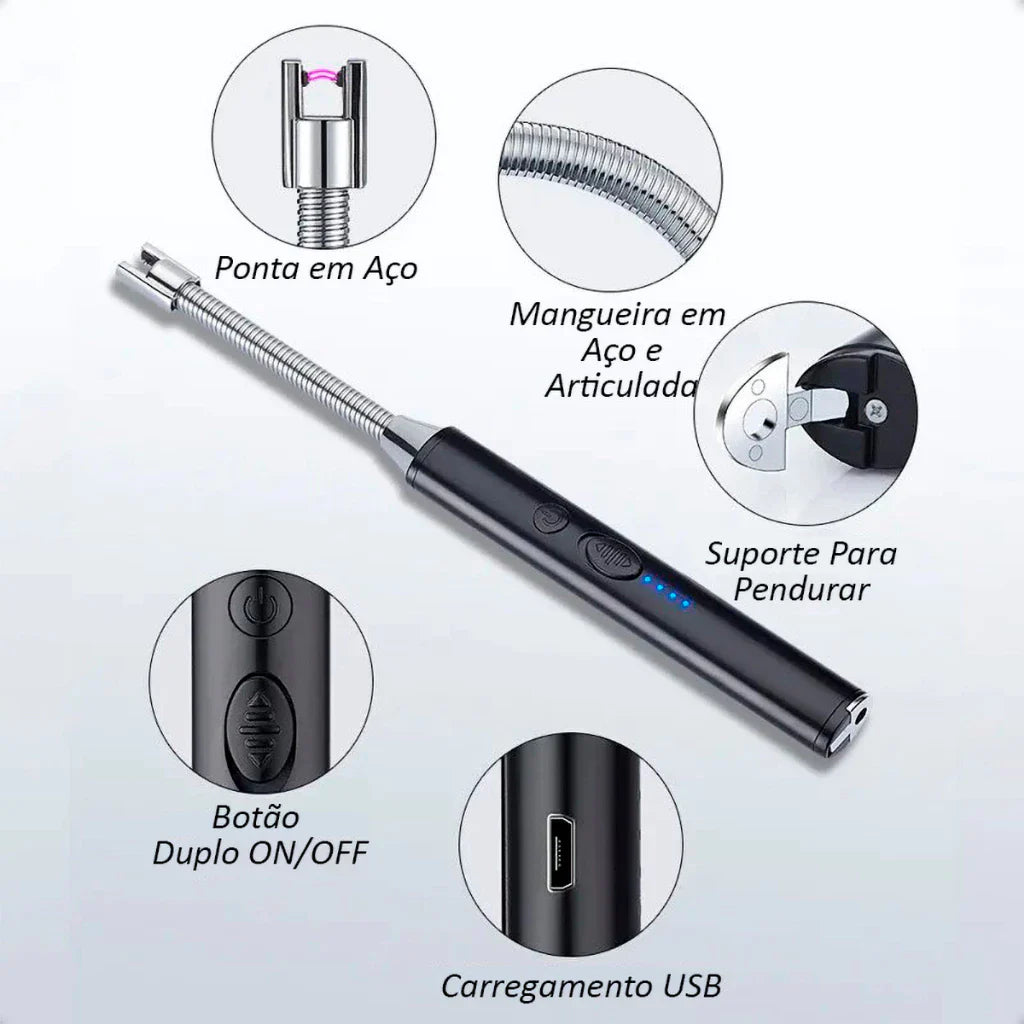 Acendedor Elétrico Fogo Fácil USB | Compre 1 e Leve 2