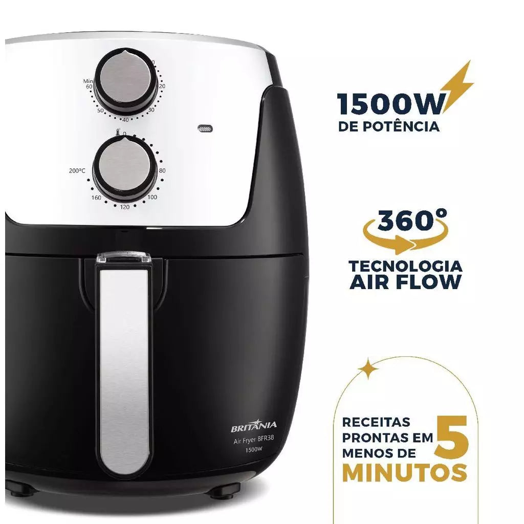 Air Fryer Britânia Dura Mais 1500W | Capacidade Família e Tecnologia Antiaderente