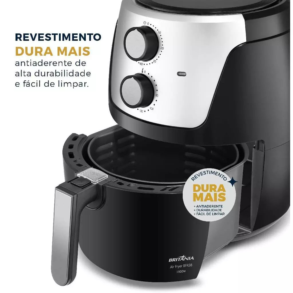 Air Fryer Britânia Dura Mais 1500W | Capacidade Família e Tecnologia Antiaderente