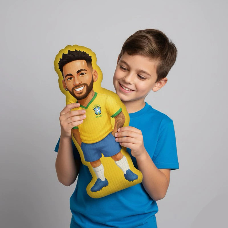 Almofada Jogador de Futebol 3D 50cm | Decoração Copa do Mundo, Brasil, Argentina e Portugal