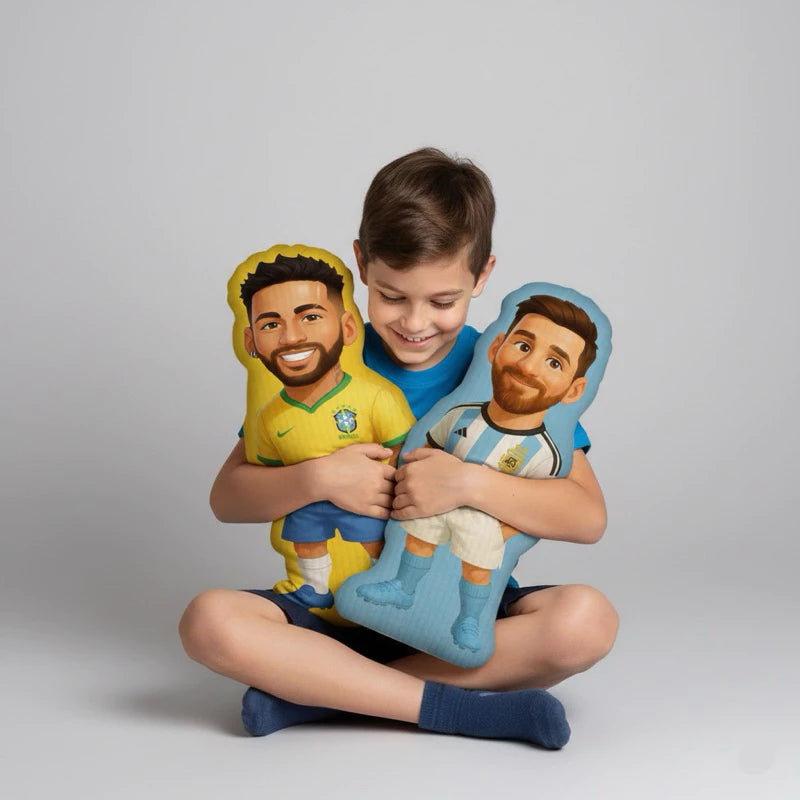 Almofada Jogador de Futebol 3D 50cm | Decoração Copa do Mundo, Brasil, Argentina e Portugal