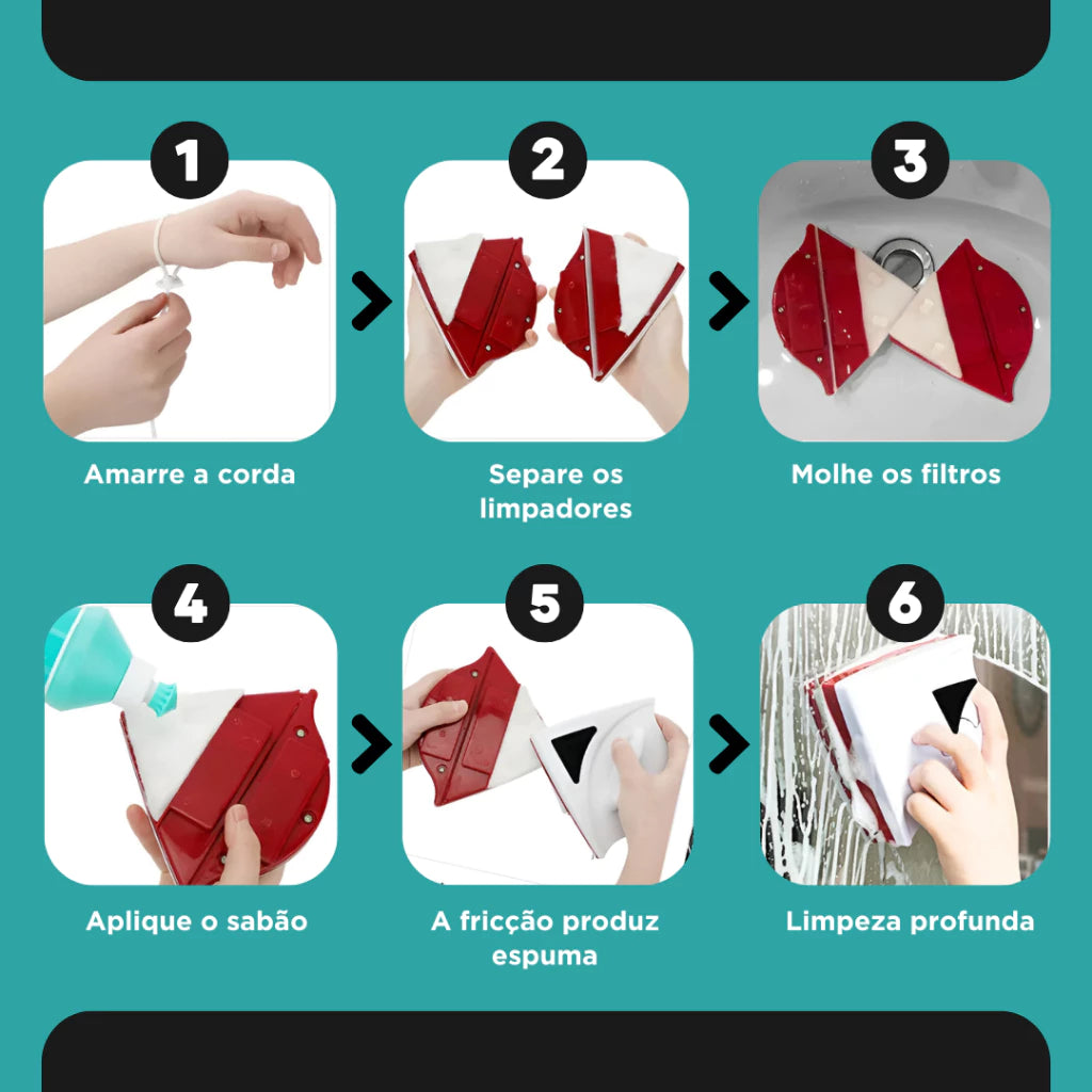 Aparelho Limpa Vidro Pro | Janelas Impecáveis por Dentro e Por Fora