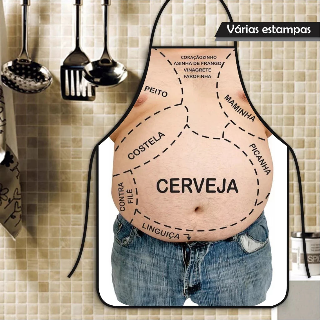 Avental Churrasqueiro Engraçado | Presente Criativo para Amigo Secreto e Festas