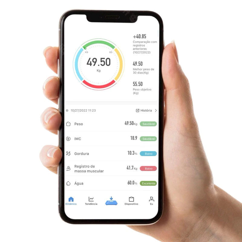Balança Digital Fit Connect | Monitoramento Completo de Gordura e Massa Muscular