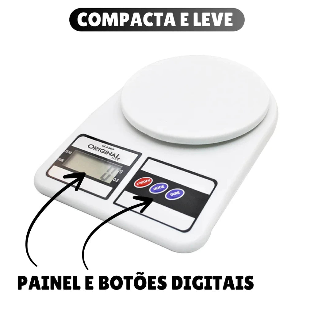 Balança de Cozinha Digital 10kg | Precisão Total para sua Dieta e Vida Saudável