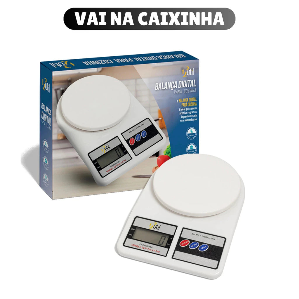 Balança de Cozinha Digital 10kg | Precisão Total para sua Dieta e Vida Saudável