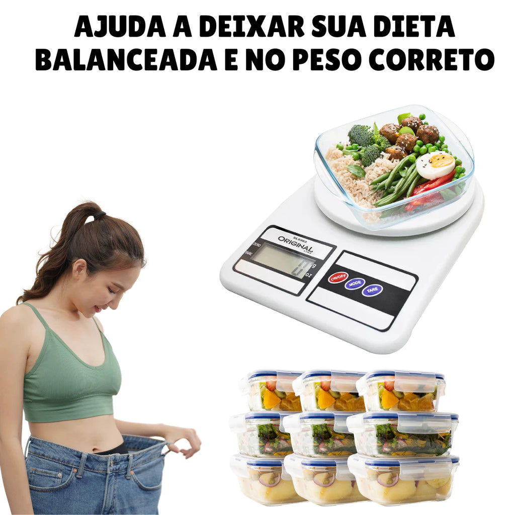 Balança de Cozinha Digital 10kg | Precisão Total para sua Dieta e Vida Saudável