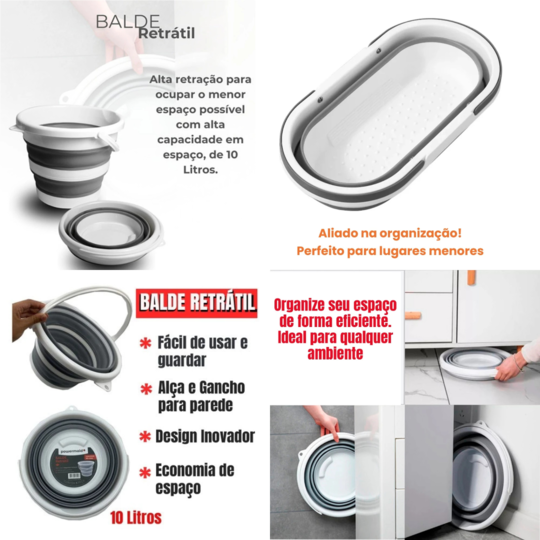 Balde Dobrável Pratic | Organização e Espaço na Sua Casa