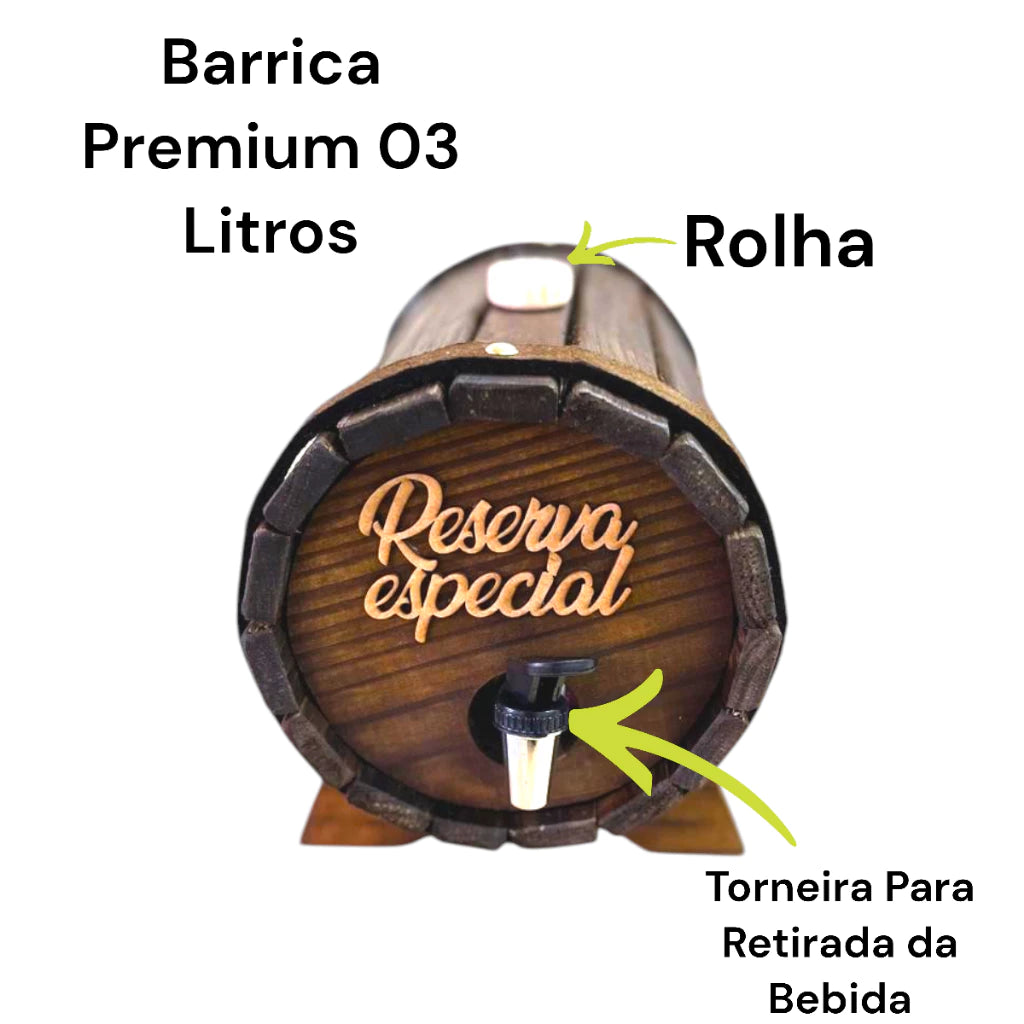 Barril Decorativo GourmetWood Bar | Pingômetro 3 Litros para Decorar e Servir com Muito Estilo