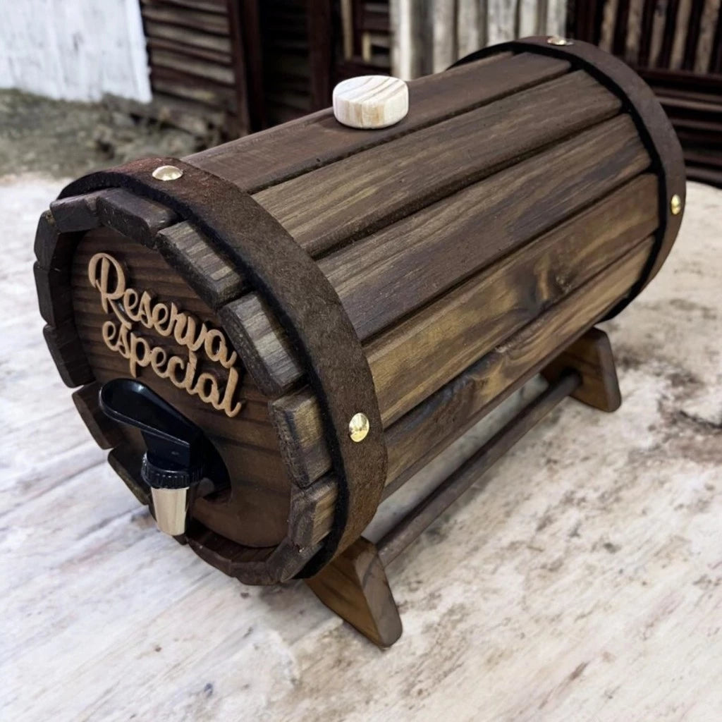 Barril Decorativo GourmetWood Bar | Pingômetro 3 Litros para Decorar e Servir com Muito Estilo