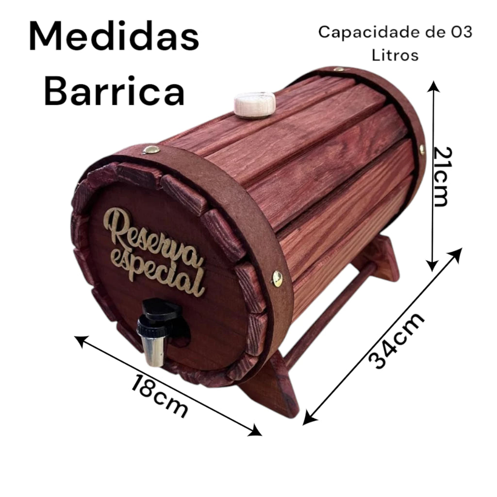 Barril Decorativo GourmetWood Bar | Pingômetro 3 Litros para Decorar e Servir com Muito Estilo