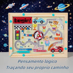 Brinquedo Educativo Labirinto Magnético | Madeira | Concentração e Coordenação Motora