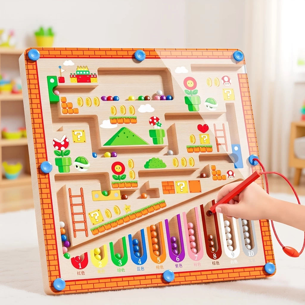 Brinquedo Educativo Labirinto Magnético | Madeira | Concentração e Coordenação Motora