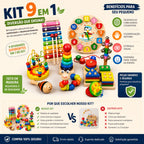 Brinquedo Montessori de Madeira 9 em 1 | Coordenação Motora e Diversão Sensorial