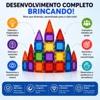 Blocos Magnéticos de Montar 102 Peças | Brinquedo Infantil Educativo 3D