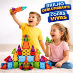 Blocos Magnéticos de Montar 102 Peças | Brinquedo Infantil Educativo 3D