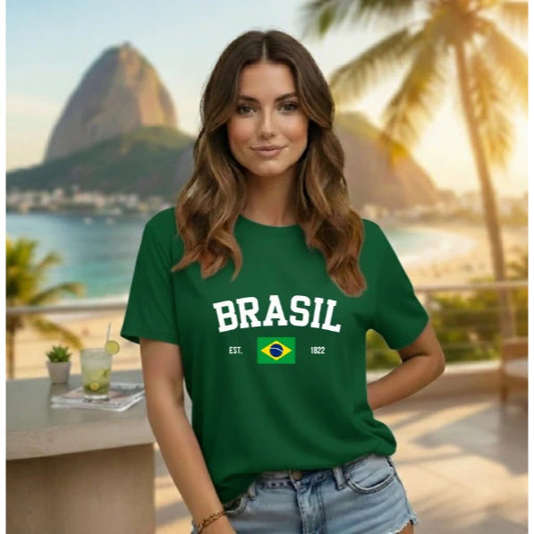 Camisa do Brasil Feminina Cotton Luxo | Design Versátil e Caimento Impecável