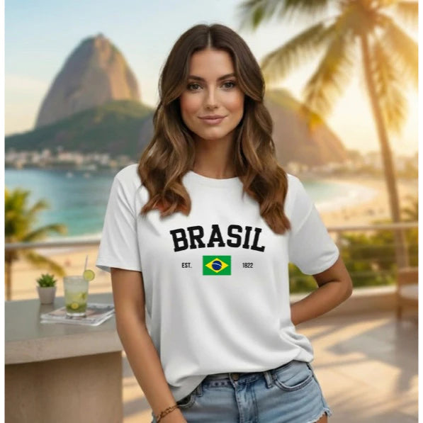 Camisa do Brasil Feminina Cotton Luxo | Design Versátil e Caimento Impecável