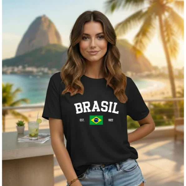 Camisa do Brasil Feminina Cotton Luxo | Design Versátil e Caimento Impecável