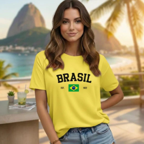 Camisa do Brasil Feminina Cotton Luxo | Design Versátil e Caimento Impecável