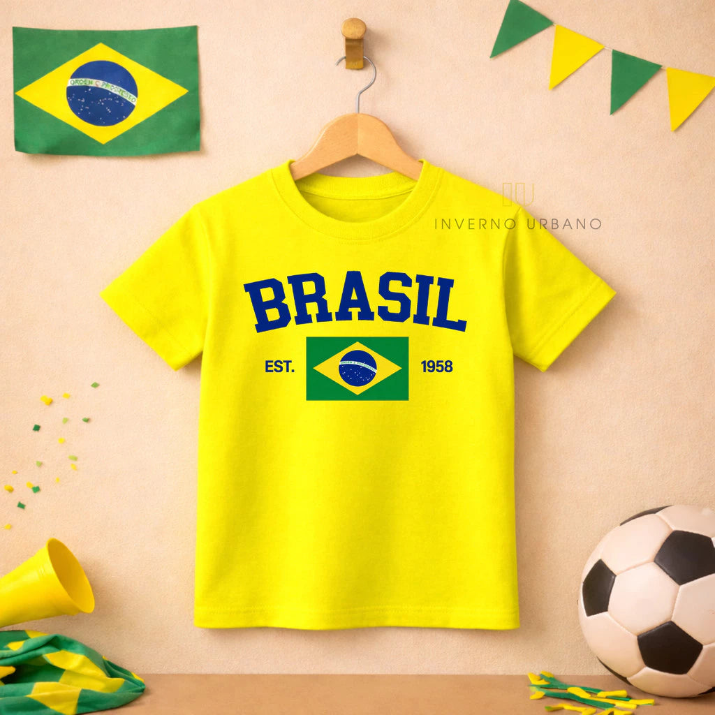 Camiseta Infantil Brasil Copa 2026 | 100% Algodão para Menino e Menina
