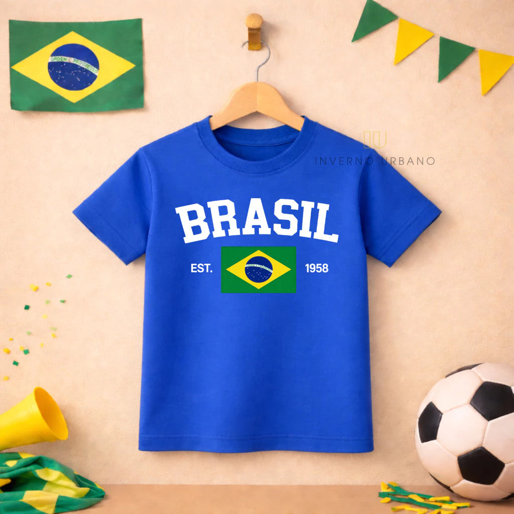 Camiseta Infantil Brasil Copa 2026 | 100% Algodão para Menino e Menina