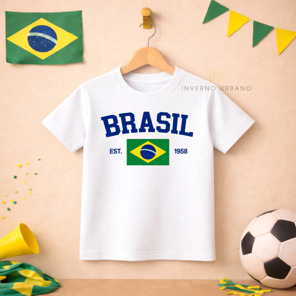 Camiseta Infantil Brasil Copa 2026 | 100% Algodão para Menino e Menina