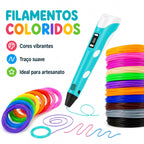 Caneta Impressora 3D Infantil | Tela LCD | Compatível com PLA e ABS | Desenho e Artesanato DIY