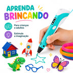 Caneta Impressora 3D Infantil | Tela LCD | Compatível com PLA e ABS | Desenho e Artesanato DIY