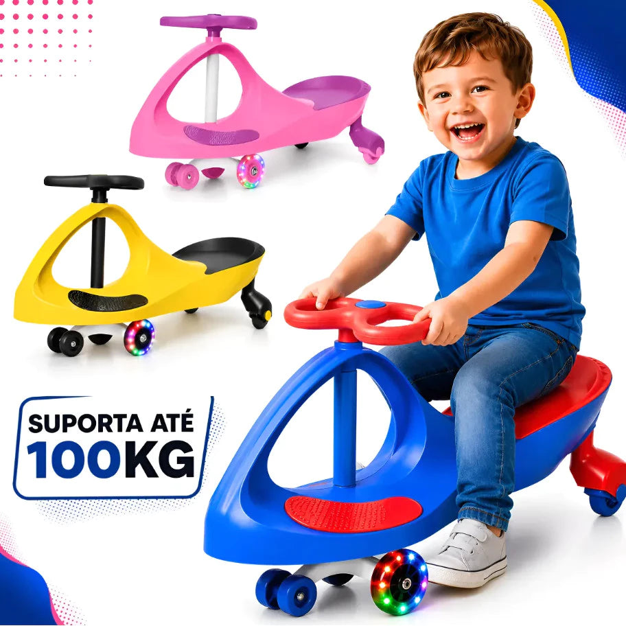 Carrinho Rolimã Infantil com LED | Giro 360° e Diversão sem Pilhas