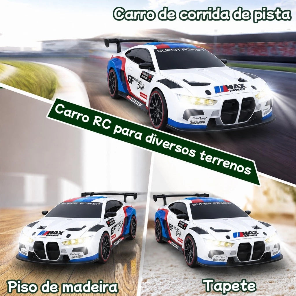 Carrinho de Controle Remoto Esportivo | Escala 1:24 com Acessórios