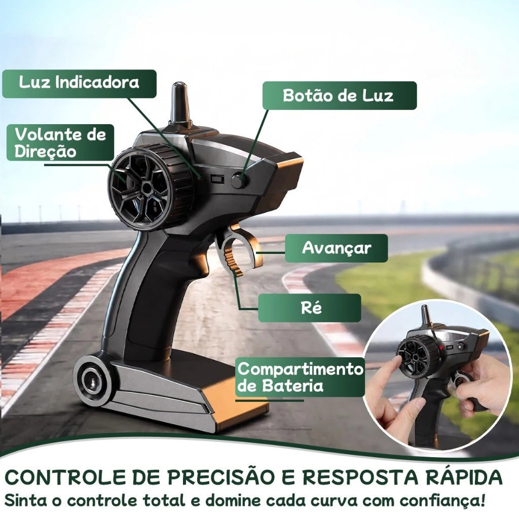 Carrinho de Controle Remoto Esportivo | Escala 1:24 com Acessórios