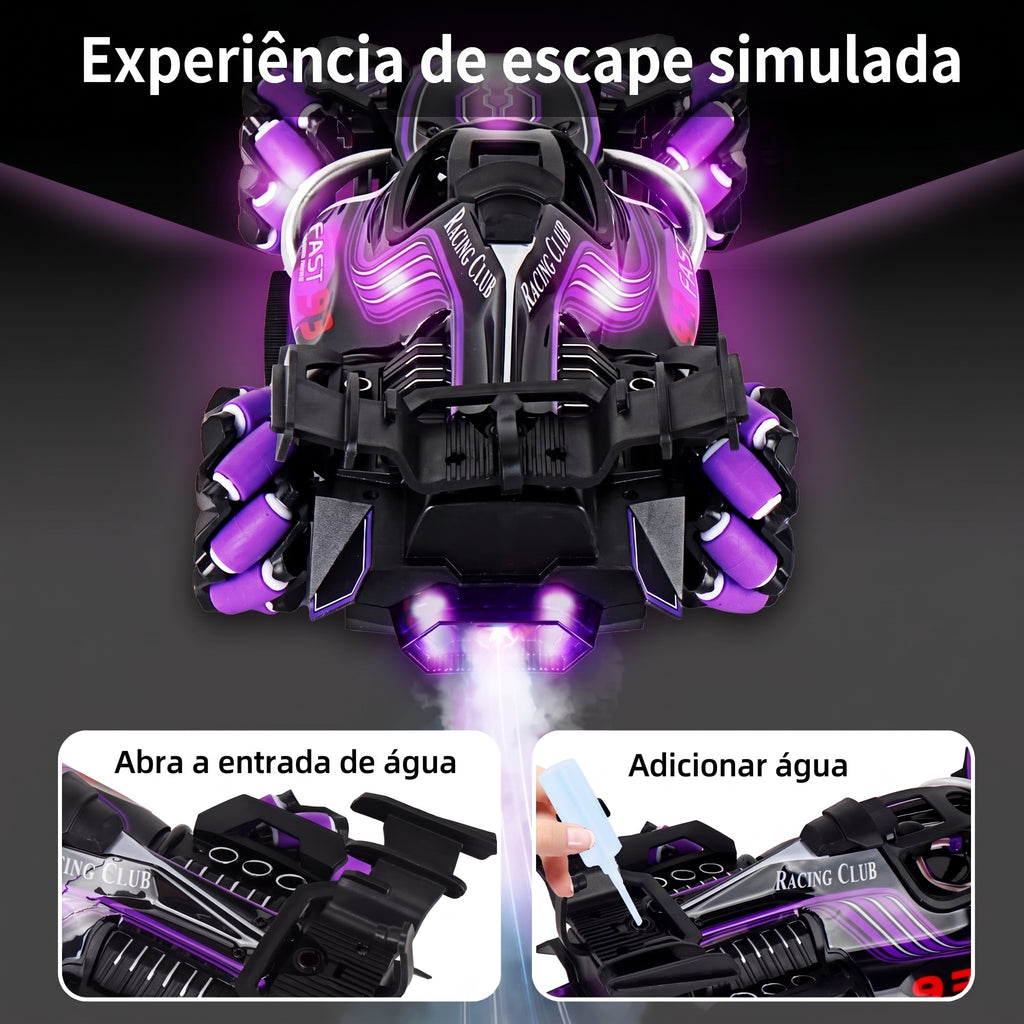 Carrinho de Fórmula com Fumaça e Luzes | Controle Remoto Recarregável com Drift