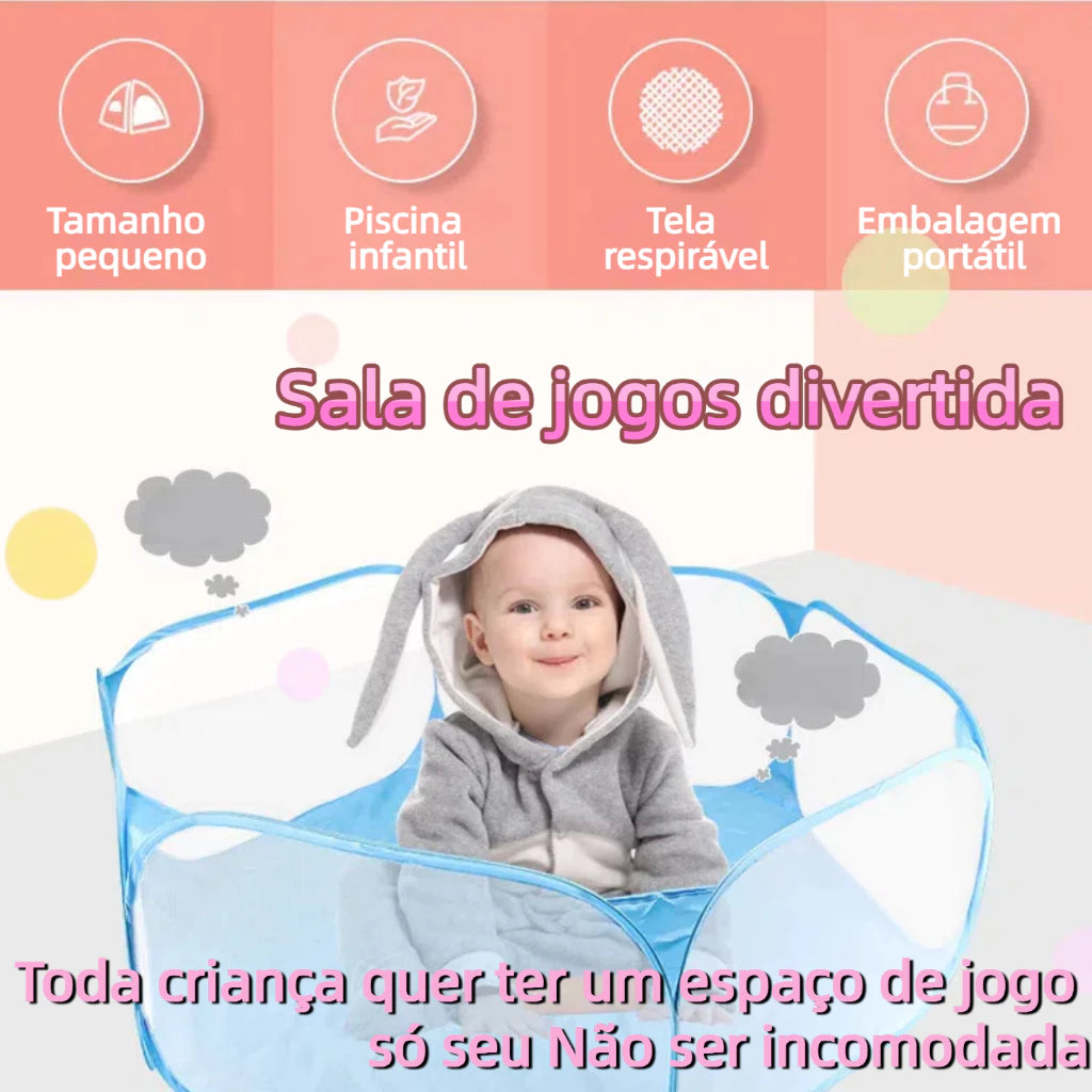 Cercado Dobrável Hexagonal | Bebês +6 Meses e Pets | 120cm | Impermeável | Piscina de Bolinhas | Portátil