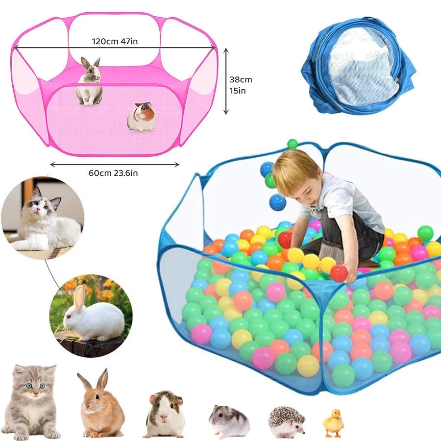 Cercado Dobrável Hexagonal | Bebês +6 Meses e Pets | 120cm | Impermeável | Piscina de Bolinhas | Portátil