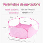Cercado Dobrável Hexagonal | Bebês +6 Meses e Pets | 120cm | Impermeável | Piscina de Bolinhas | Portátil