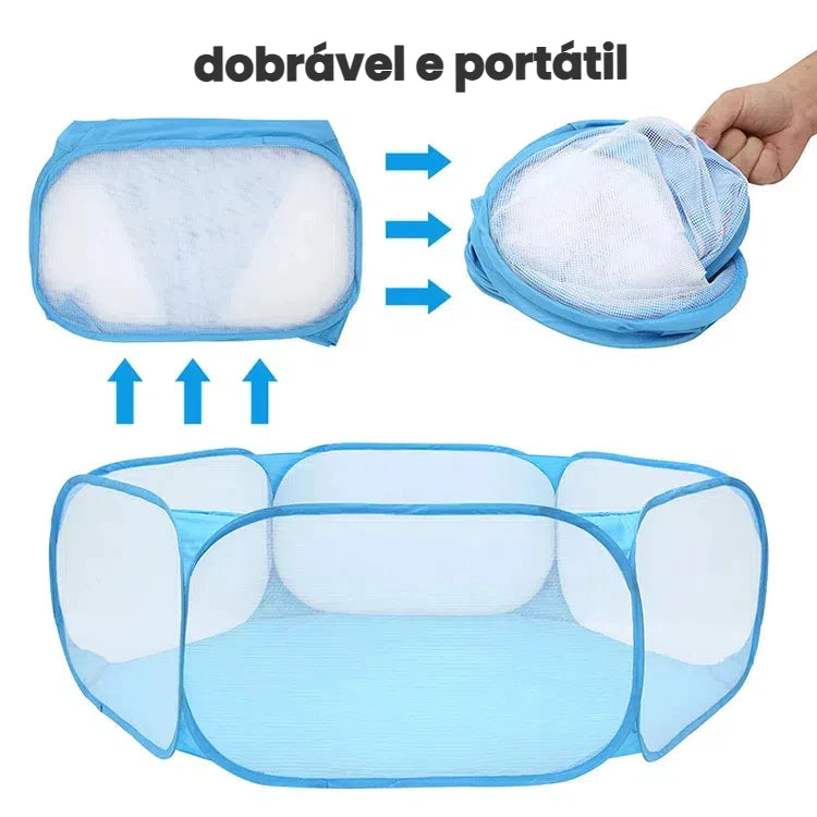 Cercado Dobrável Hexagonal | Bebês +6 Meses e Pets | 120cm | Impermeável | Piscina de Bolinhas | Portátil